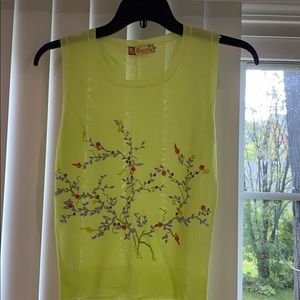 Lime green sheer sweater vest crop top